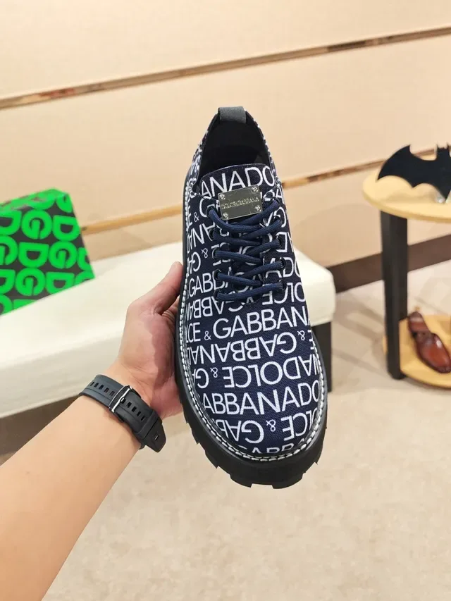 Dolce & Gabbana Navy Black Monogram-Print Semelle Plateforme Chunky Sneakers 5