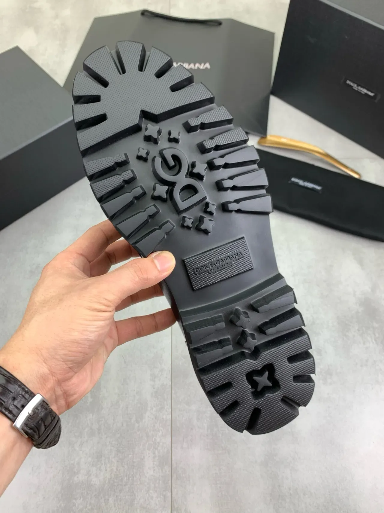 Dolce & Gabbana 黑色鞋带粗厚筋底乐福鞋 3