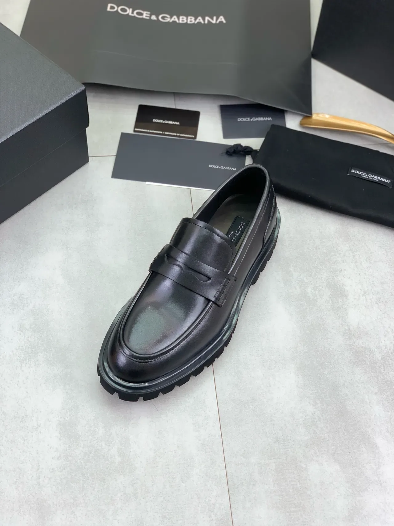Dolce & Gabbana 黑色鞋带粗厚筋底乐福鞋 4