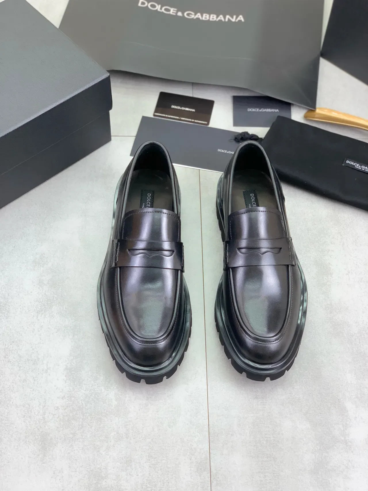 Dolce & Gabbana 黑色鞋带粗厚筋底乐福鞋 5