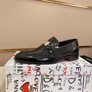 Dolce & Gabbana Portofino Black Red Glossy Patent Leather Moccasin Stitching Loafer