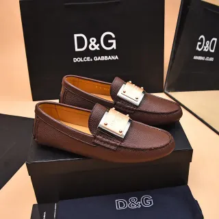 Dolce & Gabbana Portofino Mocassins Marrom Couro Granulado