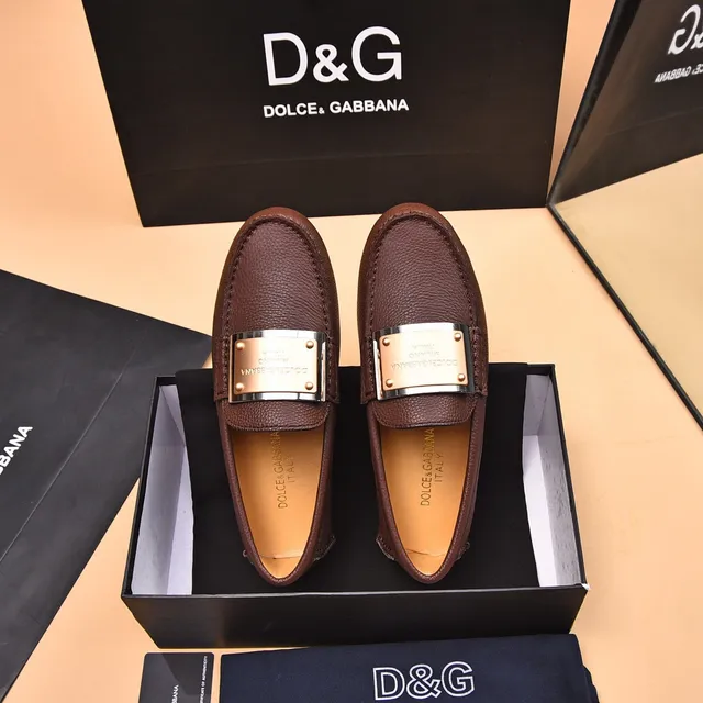 Dolce & Gabbana Portofino Mocasines Marrón Cuero Granulado 3