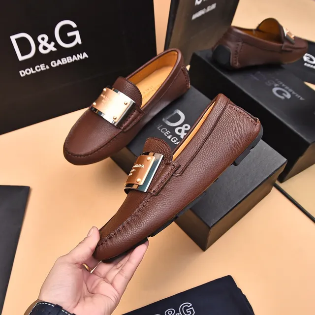 Dolce & Gabbana Portofino Mocasines Marrón Cuero Granulado 4