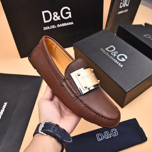 Dolce & Gabbana Portofino Mocasines Marrón Cuero Granulado 5