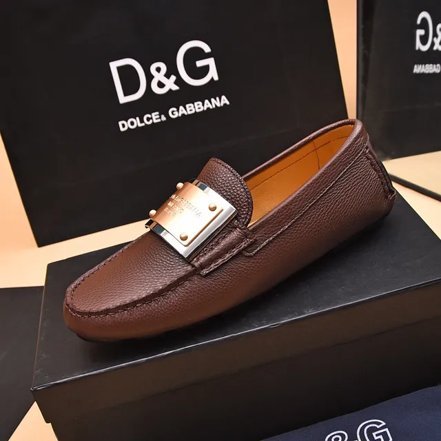 Dolce & Gabbana Portofino Mocasines Marrón Cuero Granulado 6