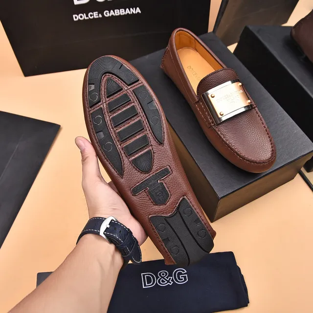 Dolce & Gabbana Portofino Mocasines Marrón Cuero Granulado 7