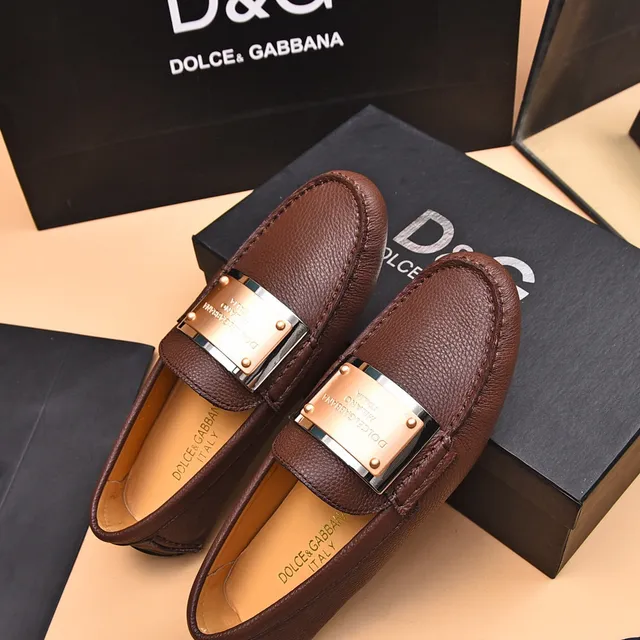Dolce & Gabbana Portofino Mocasines Marrón Cuero Granulado 8