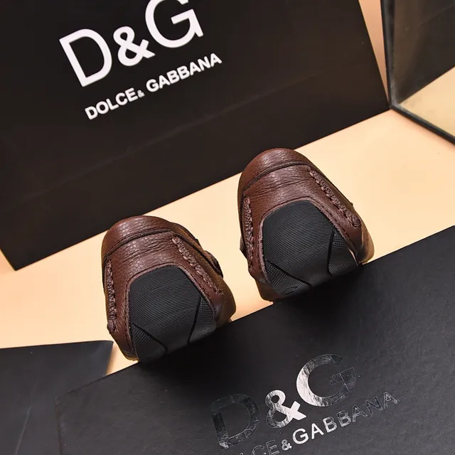 Dolce & Gabbana Portofino Mocasines Marrón Cuero Granulado 9
