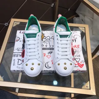 Dolce & Gabbana Portofino Baskets Lifestyle Blanc Vert Or Stud