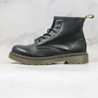 Dr. Martens 1460 Black Smooth Leather Yellow Stitch Martin Boots