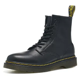 Dr. Martens 1460 काला स्मूथ लेदर पीला स्टीच मार्टिन जूते