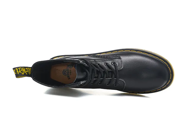 Dr. Martens 1460 काला स्मूथ लेदर पीला स्टीच मार्टिन जूते 2