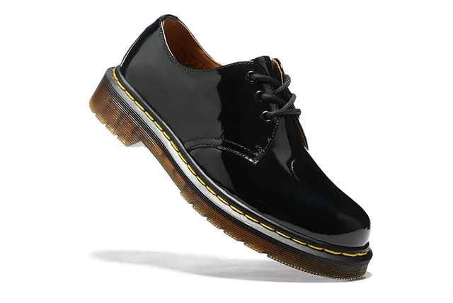 Dr. Martens 1461 Black Brown Patent-Finish Leather Three-Eyelet Closed Lacing Oxford Shoes 2