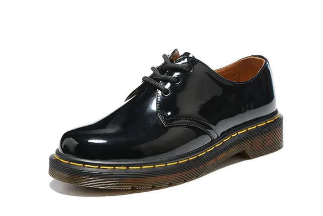 Dr. Martens 1461 Black Brown Patent-Finish Leather Three-Eyelet Closed Lacing Oxford Shoes 3