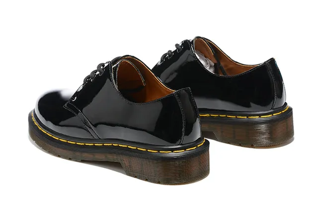 Dr. Martens 1461 Black Brown Patent-Finish Leather Three-Eyelet Closed Lacing Oxford Shoes 5