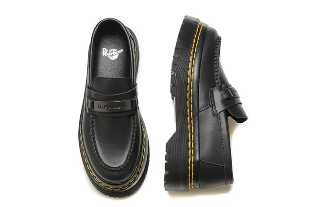 Dr. Martens 1461 লুফার কালো হলুদ চামড়া প্ল্যাটফর্ম লুগ সোল লুফার 2