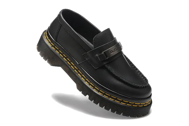 Dr. Martens 1461 লুফার কালো হলুদ চামড়া প্ল্যাটফর্ম লুগ সোল লুফার 3
