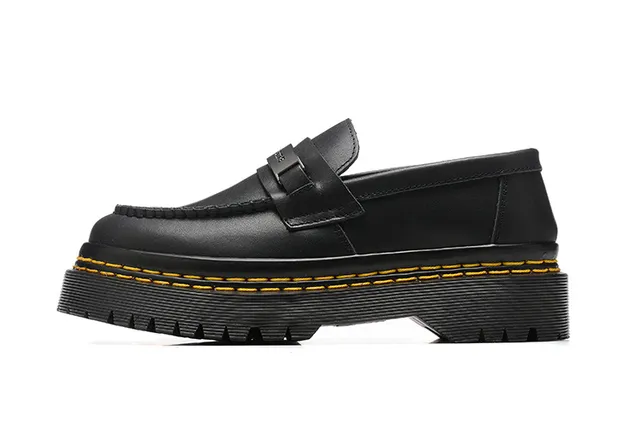 Dr. Martens 1461 লুফার কালো হলুদ চামড়া প্ল্যাটফর্ম লুগ সোল লুফার 4