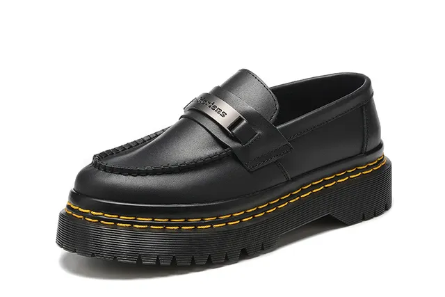 Dr. Martens 1461 লুফার কালো হলুদ চামড়া প্ল্যাটফর্ম লুগ সোল লুফার 5