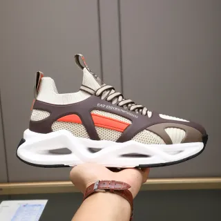 Emporio Armani EA7 Beige Brown Orange Sculpted Midsole Lifestyle Sneaker