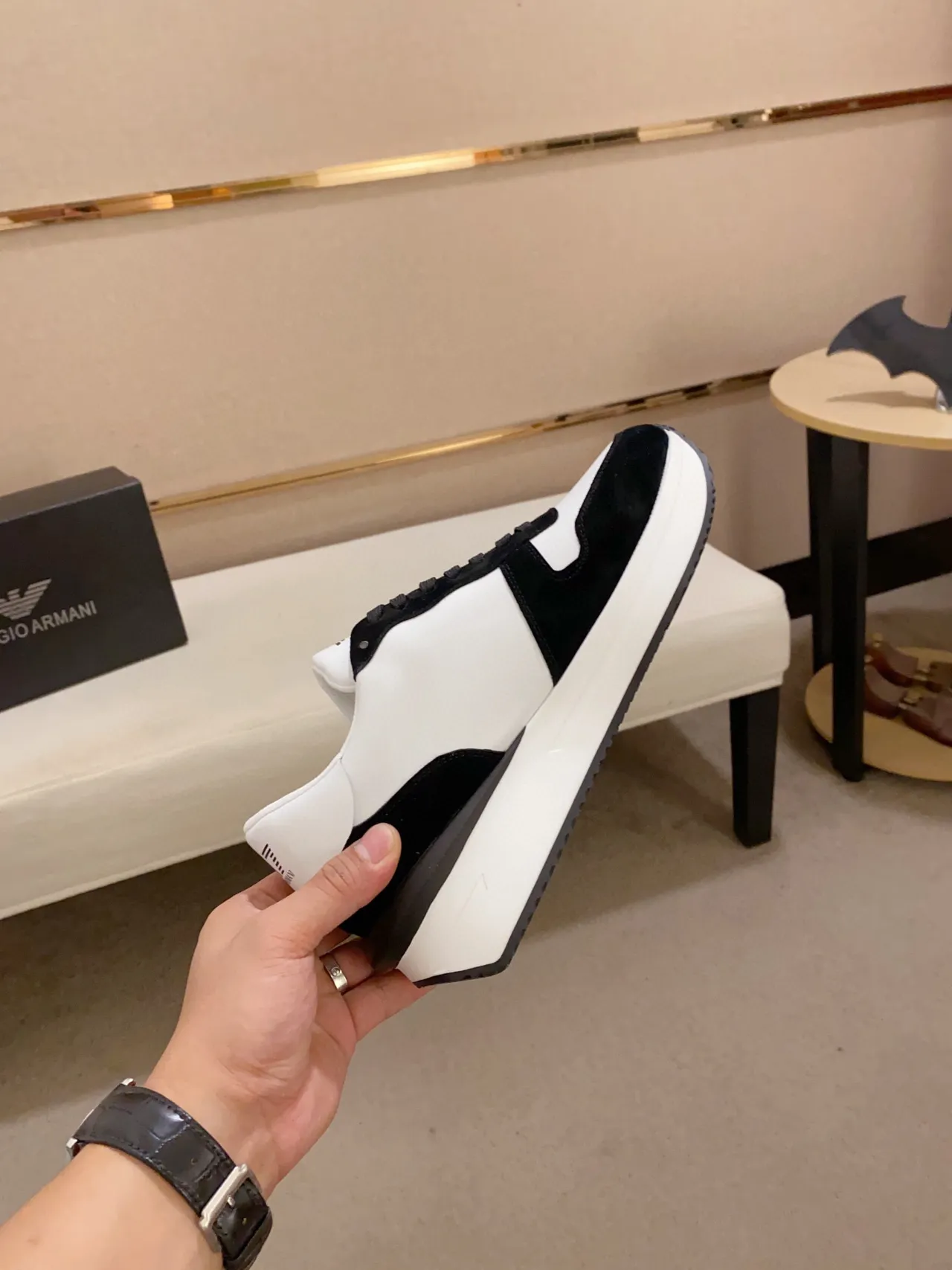 Emporio Armani Logo da Águia Tênis Lifestyle Preto e Branco 7