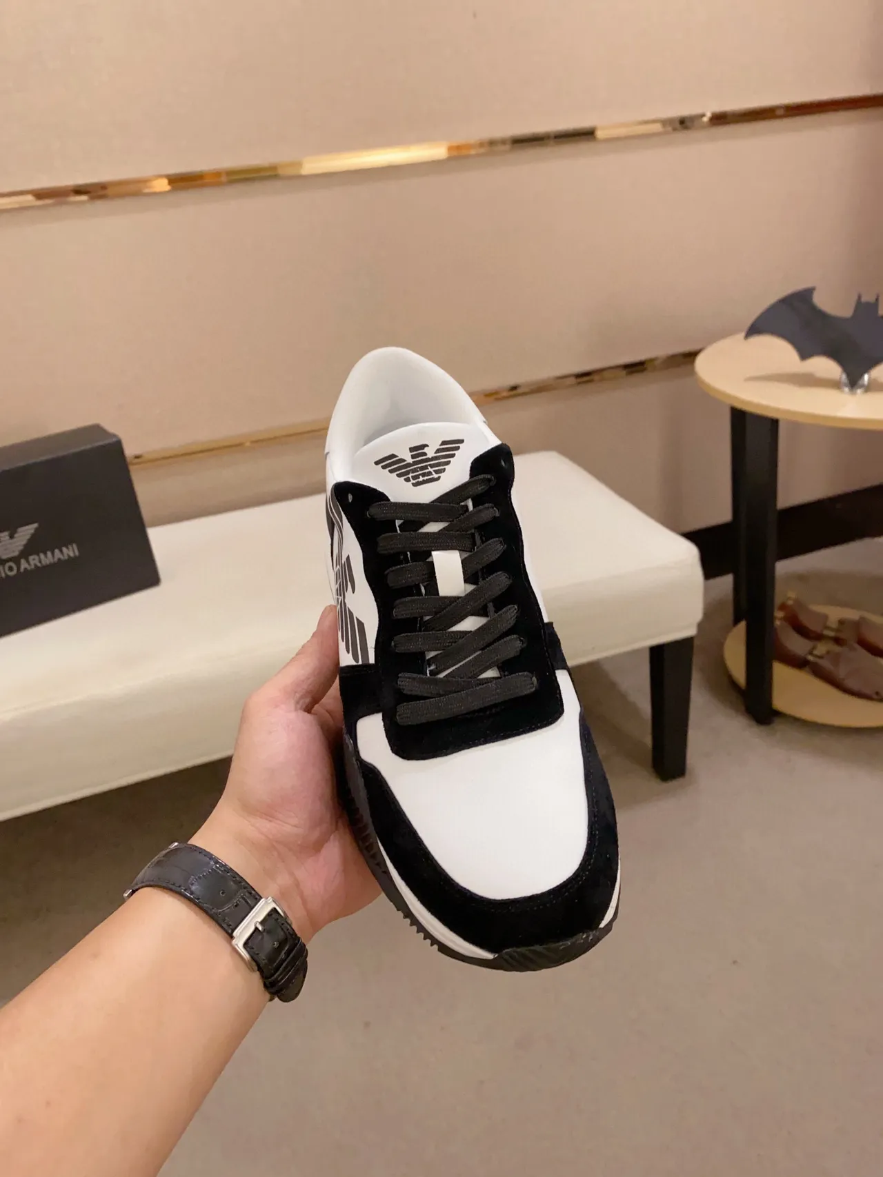 Emporio Armani Logo da Águia Tênis Lifestyle Preto e Branco 8