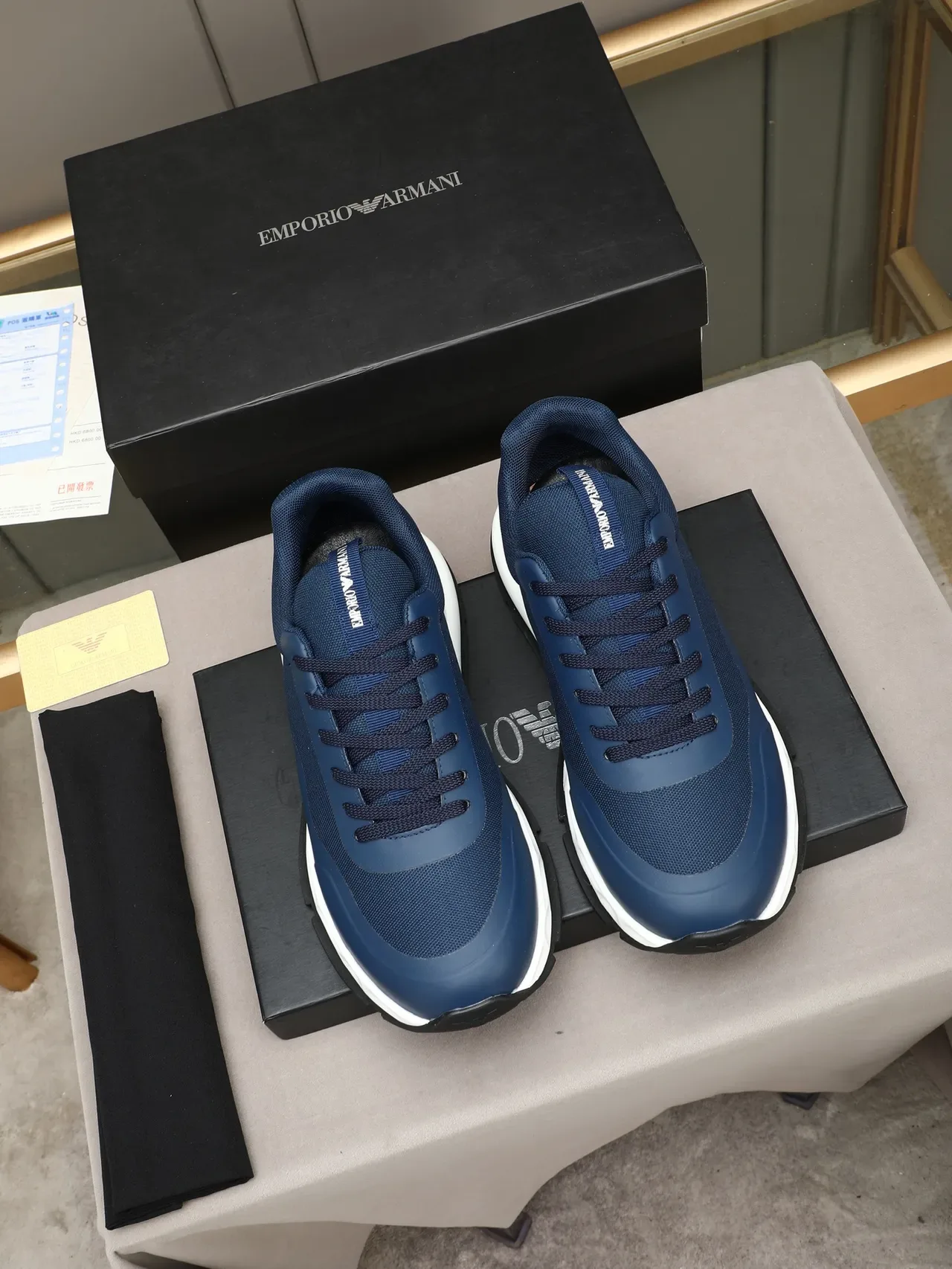 Emporio Armani Navy Mesh e Sintético Tênis Lifestyle 3