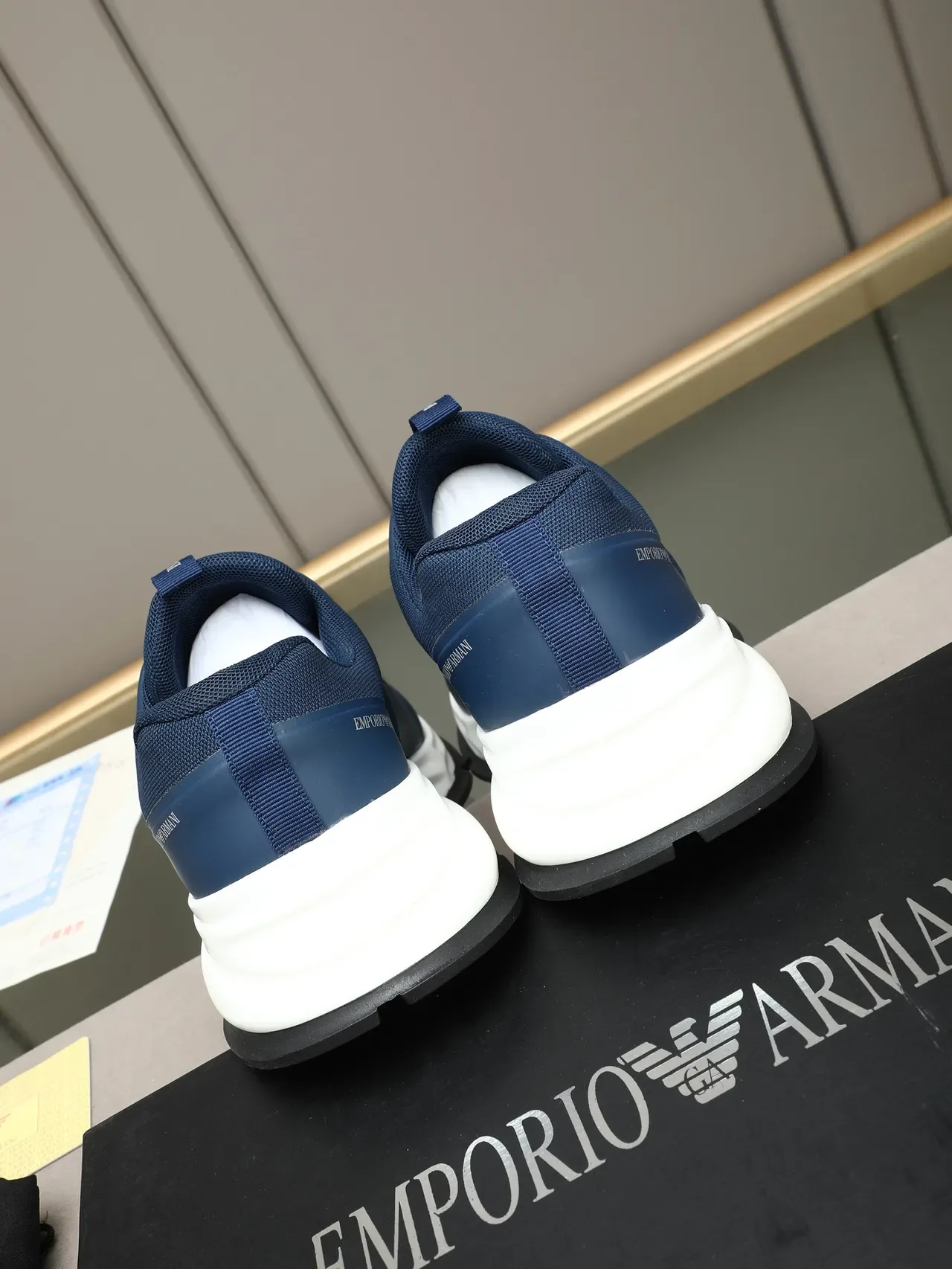 Emporio Armani Navy Mesh e Sintético Tênis Lifestyle 4