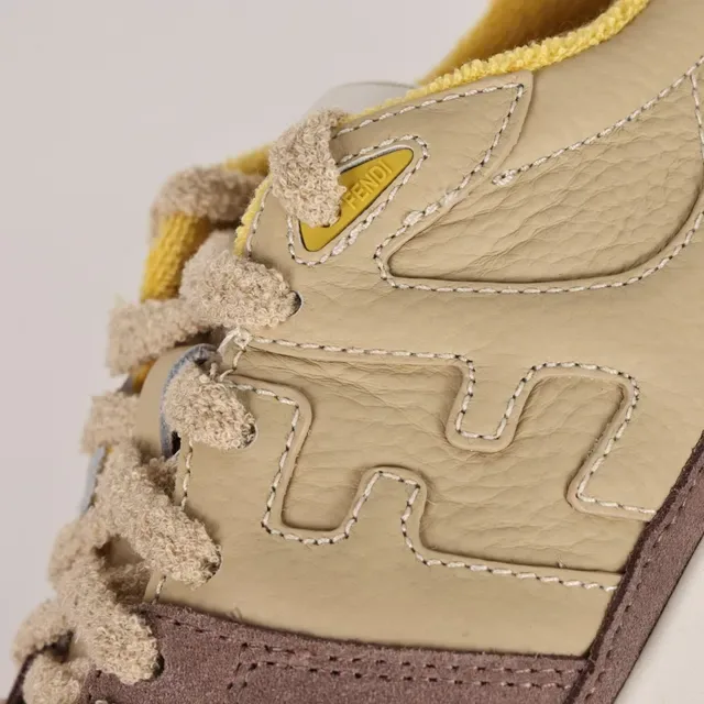 Fendi Beige Brown Low-Top Mixed-Material Upper Sneakers 6