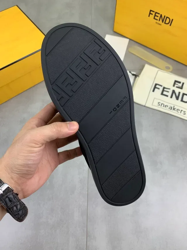 Fendi Black Beige Slip-On Suede Upper Lifestyle Sneakers 2