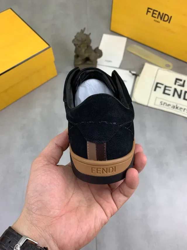 Fendi Black Beige Slip-On Suede Upper Lifestyle Sneakers 3