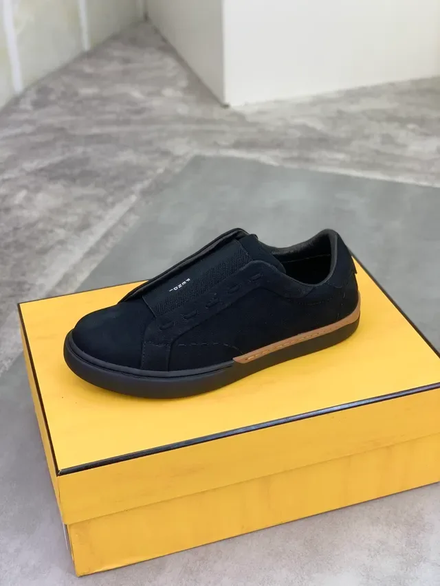 Fendi Black Beige Slip-On Suede Upper Lifestyle Sneakers 4