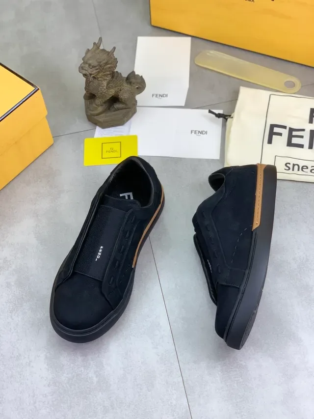 Fendi Black Beige Slip-On Suede Upper Lifestyle Sneakers 5