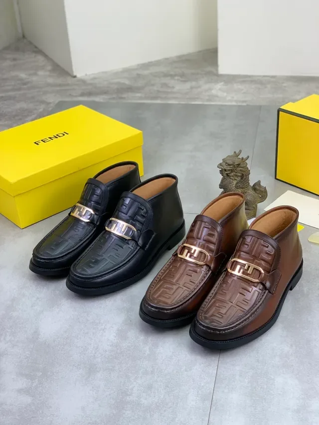 Fendi Black Gold Embossed FF Monogram Buckle Strap Loafer 6