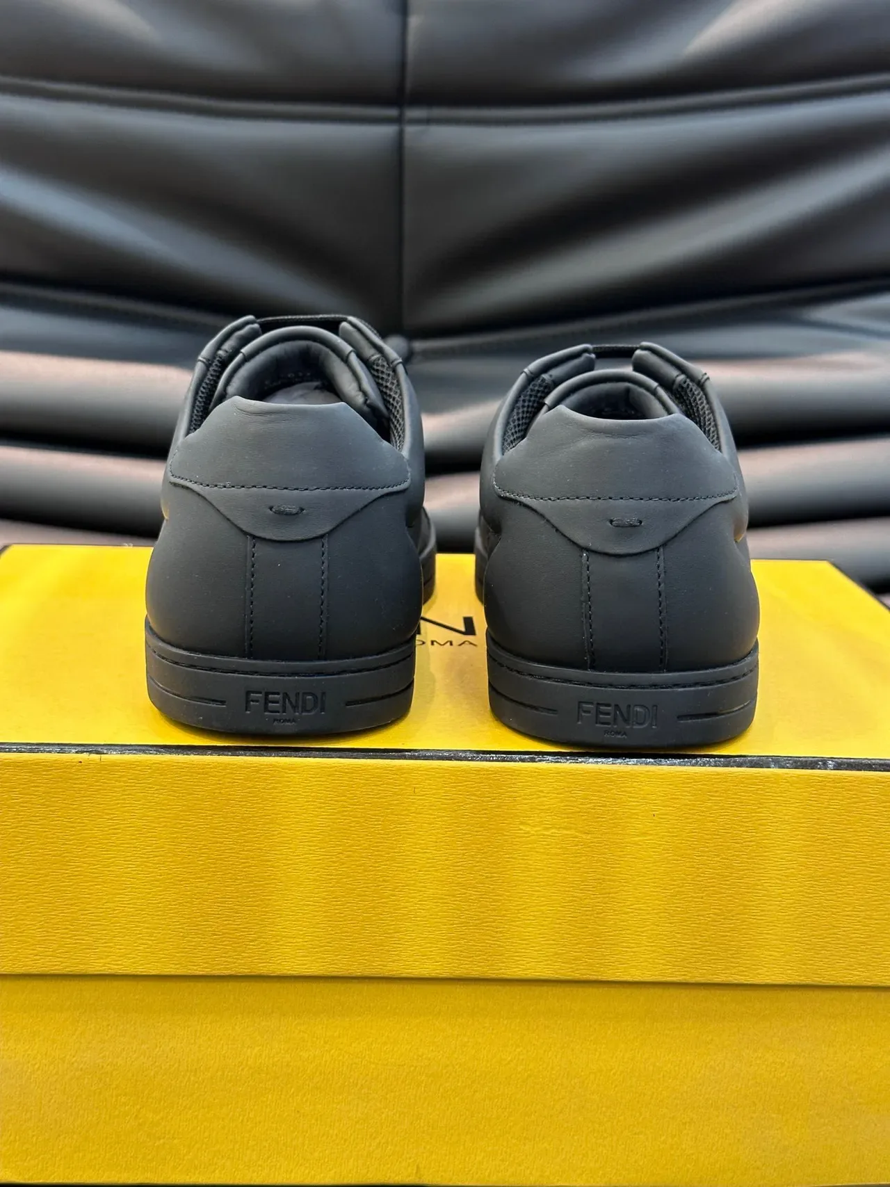 Fendi Black Monochrome Smooth Leather-Like Upper Lifestyle Sneakers 2