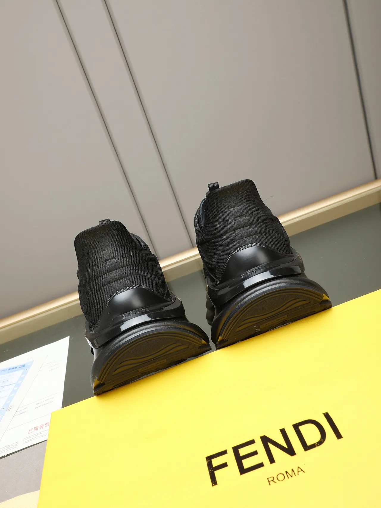 Fendi Black Sculpted Sole Chunky Sneakers 3
