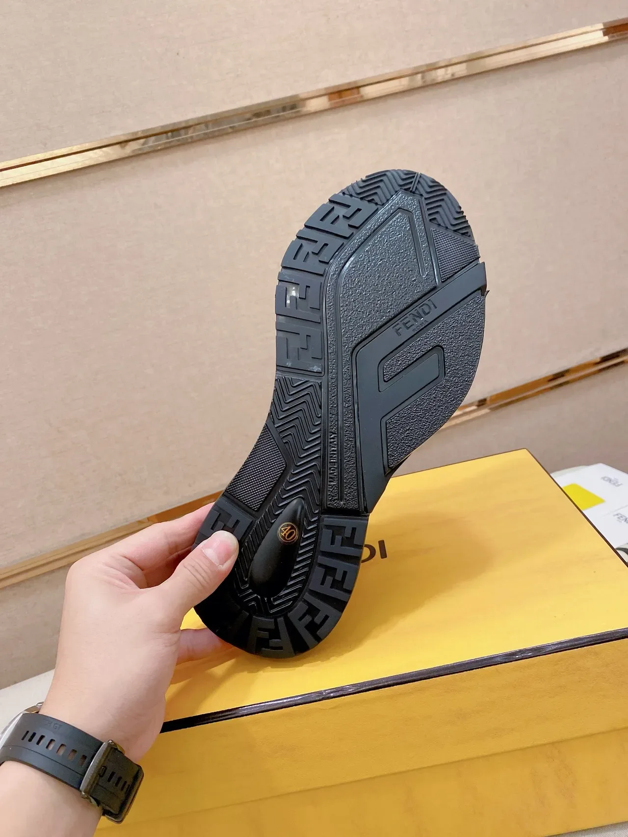 Fendi Black Yellow Chunky Sole Monogram Mesh Lifestyle Sneakers 2
