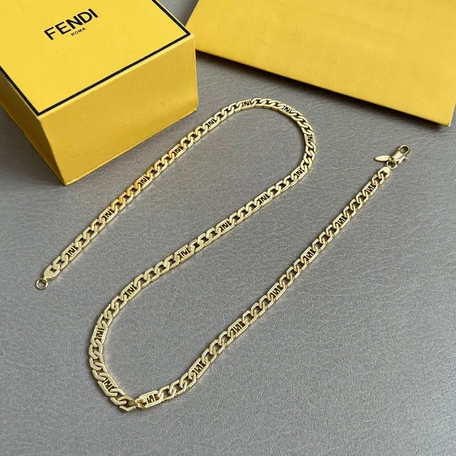 Collier Fendi FF Chaîne Or-Ton Curb 5