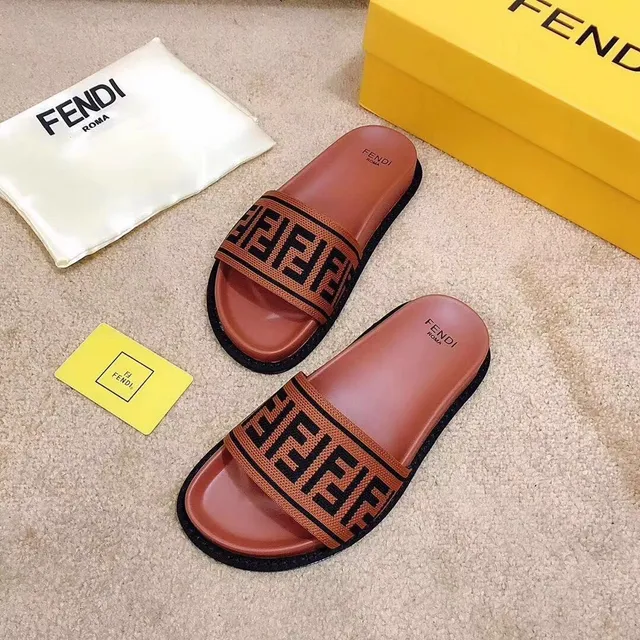 Fendi FF Monogram Slide Marron Noir Bretelle Tressée Semelle Caoutchouc Moulée Sandales 2
