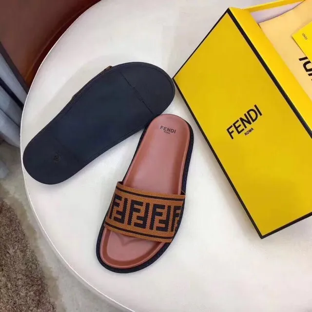 Fendi FF Monogram Slide Marron Noir Bretelle Tressée Semelle Caoutchouc Moulée Sandales 4