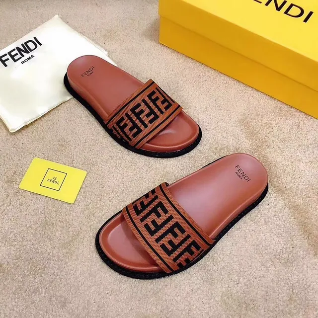 Fendi FF Monogram Slide Marron Noir Bretelle Tressée Semelle Caoutchouc Moulée Sandales 5