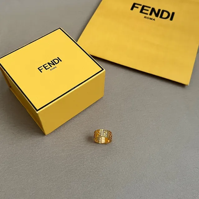 Fendi FF Ring Gold Openwork Logo Ring 6