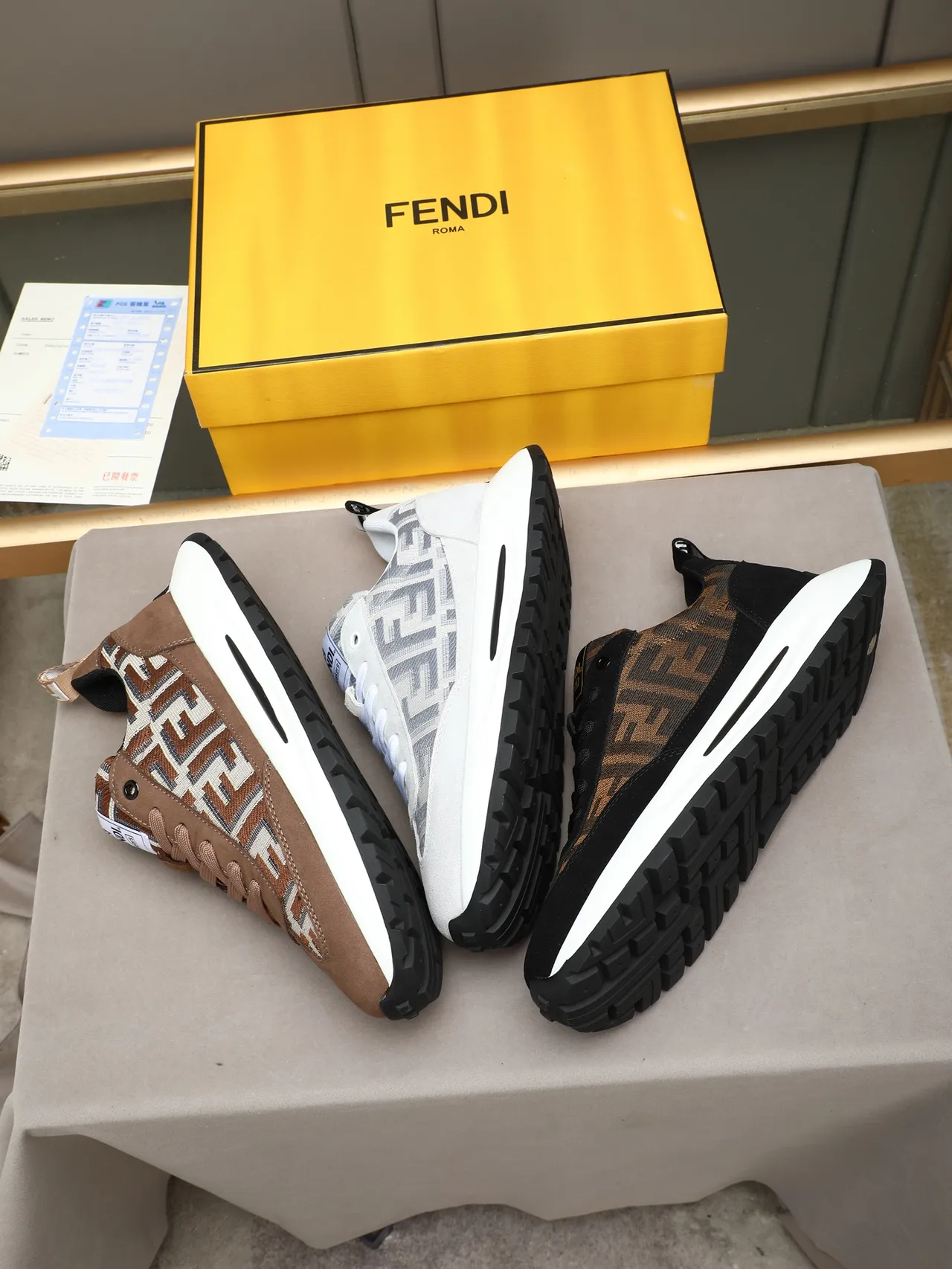 Fendi First Gray FF Monogram Lifestyle Sneakers 2
