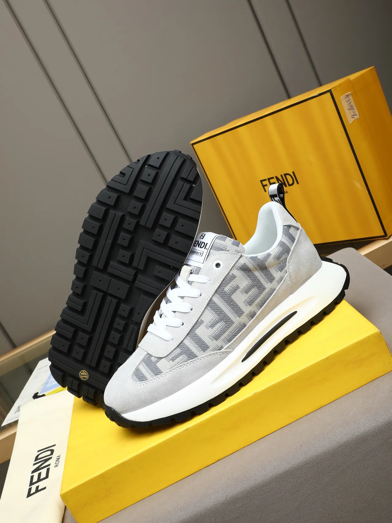 Fendi First Gray FF Monogram Lifestyle Sneakers 4