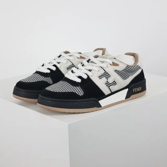 Fendi First Houndstooth and Suede Lifestyle Sneakers 2