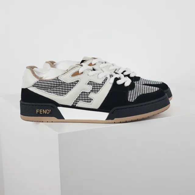 Fendi First Houndstooth and Suede Lifestyle Sneakers 3