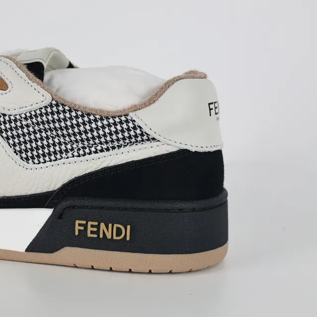 Fendi First Houndstooth and Suede Lifestyle Sneakers 4