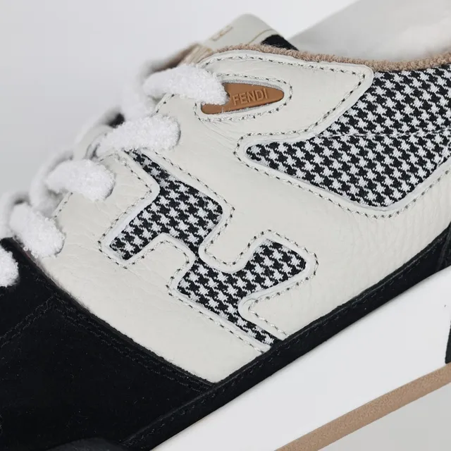 Fendi First Houndstooth and Suede Lifestyle Sneakers 6