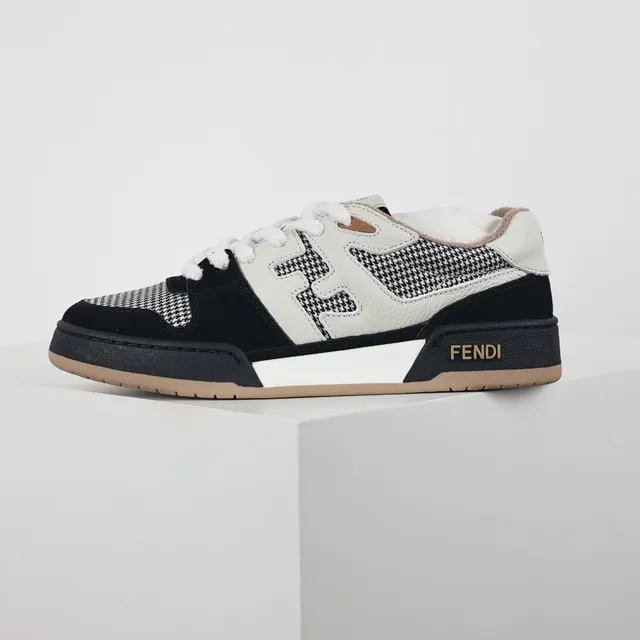 Fendi First Houndstooth and Suede Lifestyle Sneakers 9
